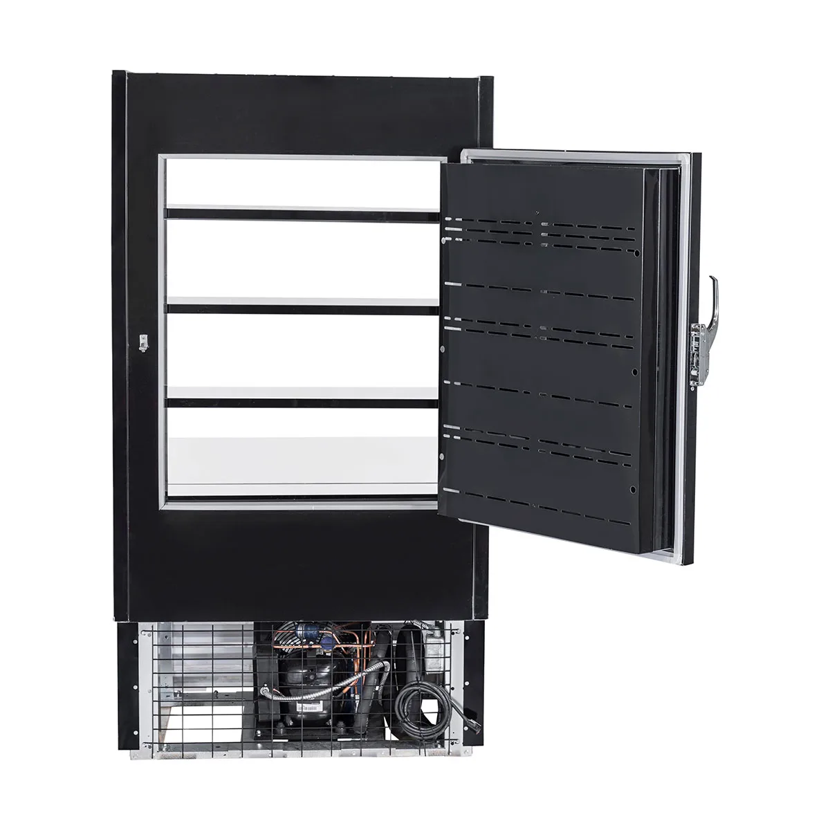 Howard-McCray SC-OD30E-3-SW-B 39" Vertical Multi-Purpose Open Merchandiser in Black, Self-Contained
