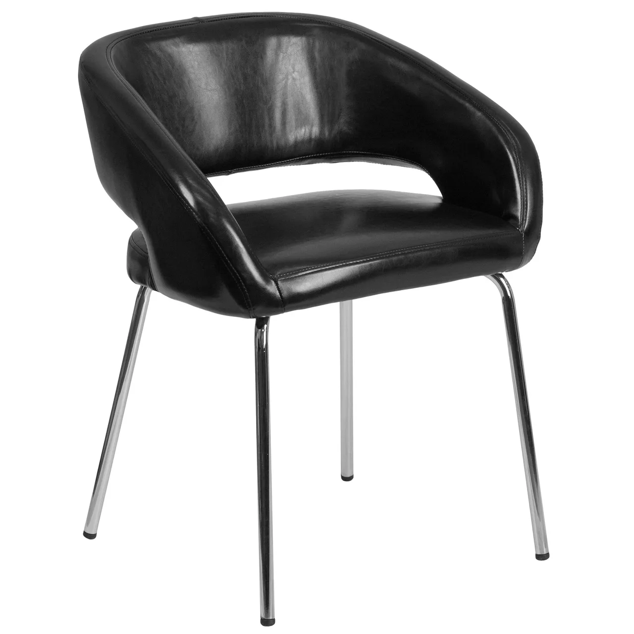 Flash Furniture CH-162731-BK-GG Fusion Series Black LeatherSoft Upholstered Side/Reception/Lounge Chair