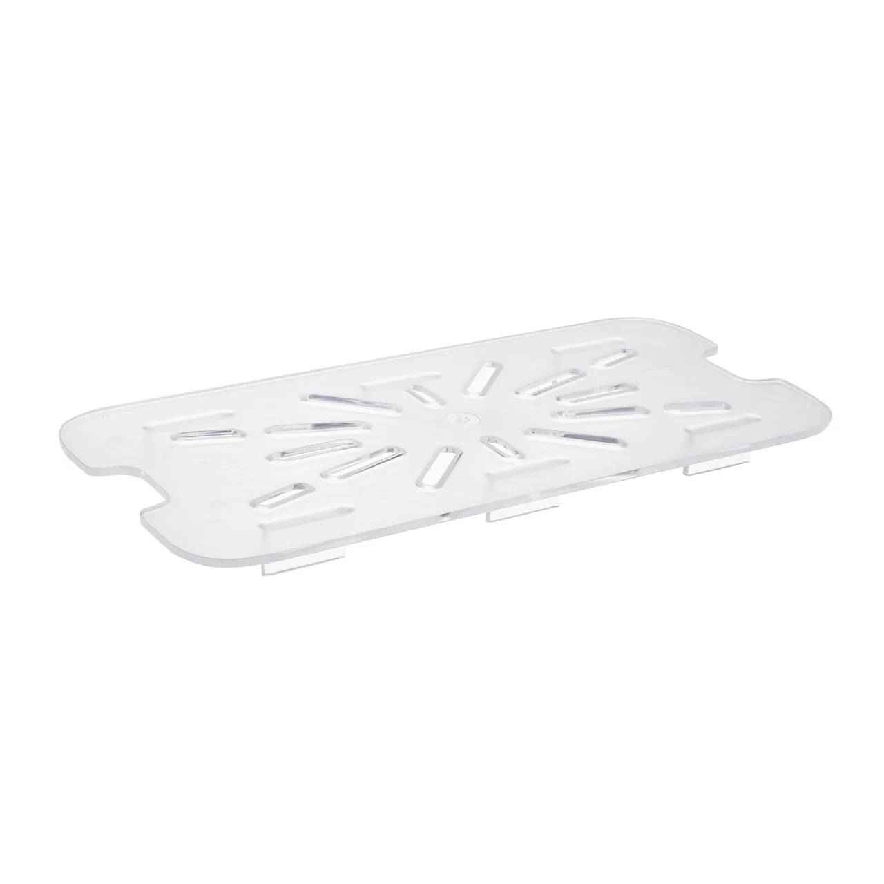 CAC China PCDS-T Food Pan Drain Shelf, 1/3-Size, Clear Polycarbonate, NSF, Dishwasher/Freezer Safe