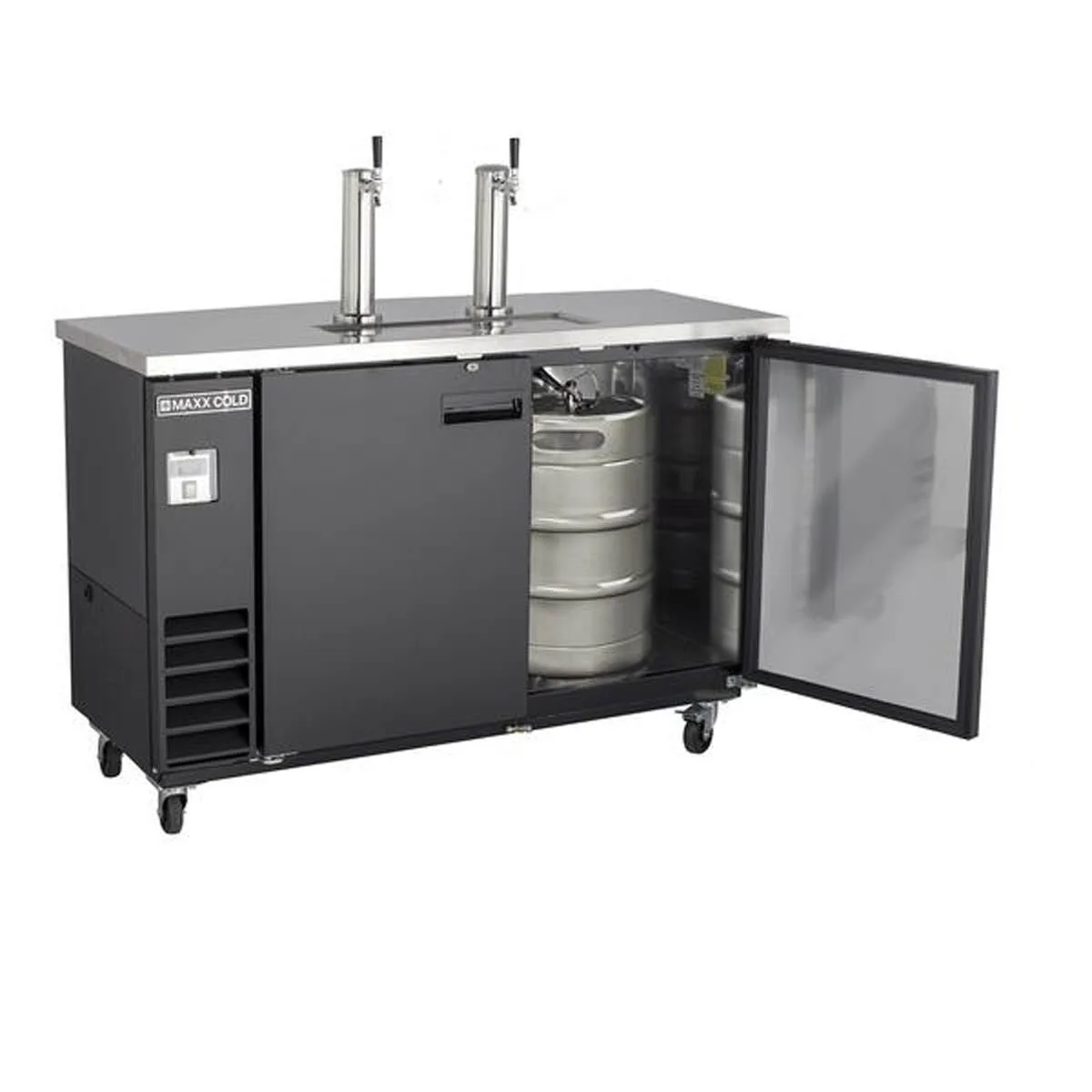 Maxx Cold MXBD60-2BHC 61" Draft Beer Cooler w/ 2 Kegs, 14.2 cu. ft., 2 Single-Tap Towers