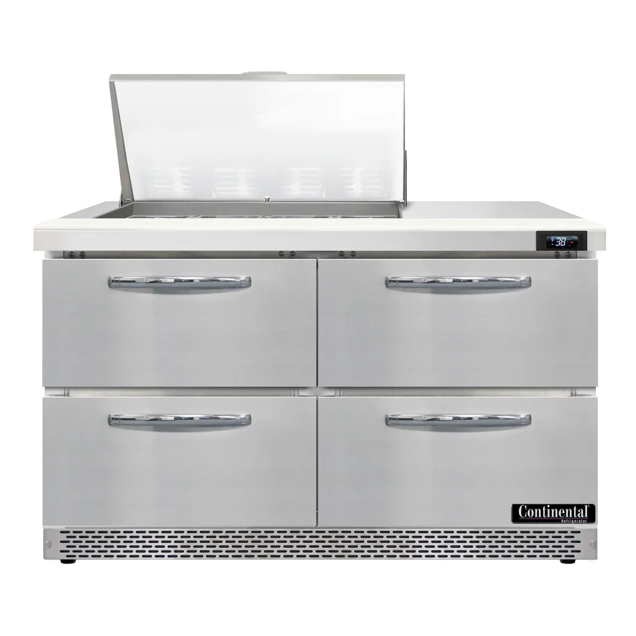 Continental Refrigerator SW48N12M-FB-D 48" Mega Top Sandwich Prep Table w/ 4 Drawers, 12 pans