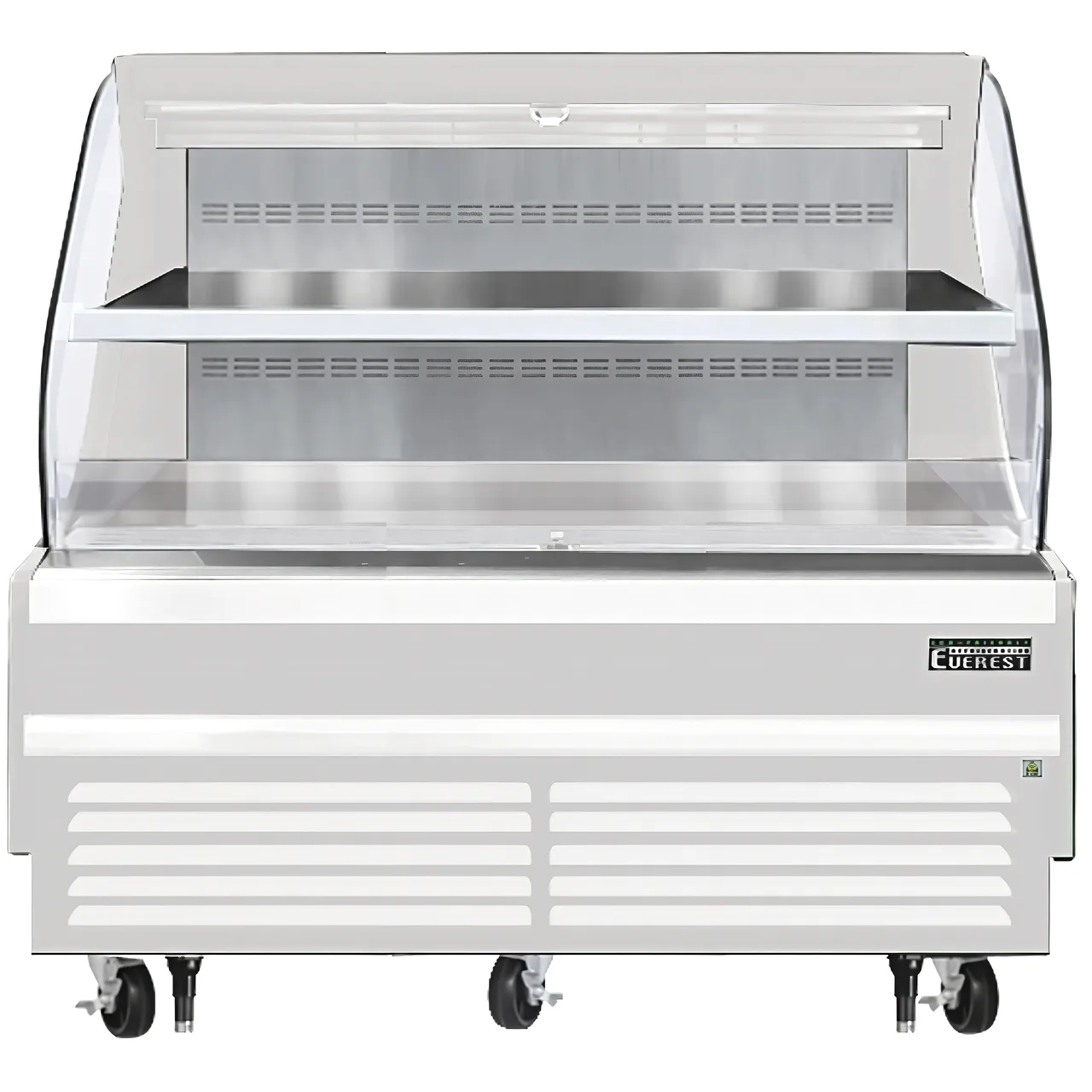 Everest EOMH-72-W-35-T 73" Horizontal Open Air Merchandiser in White, 2 Shelves, Open Curved, 15.2 cu. ft.