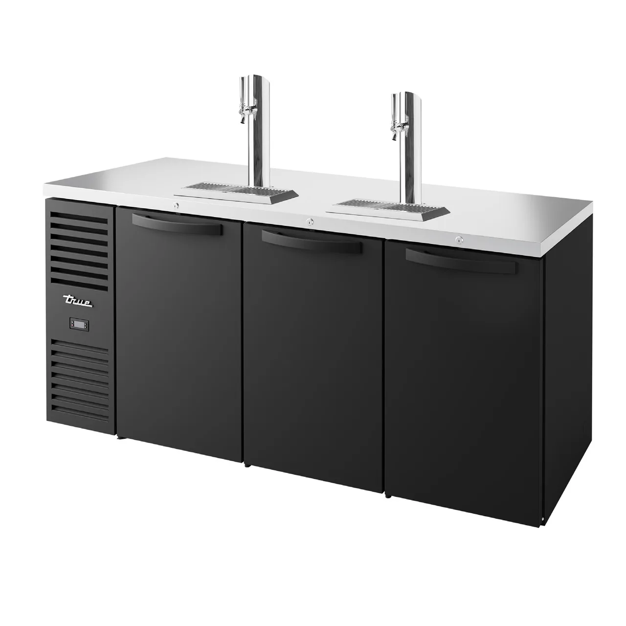 True TDR72-RISZ1-L-B-SSS-1 72" Three Section Solid Door Black Draft Beer Cooler, 120 Volts