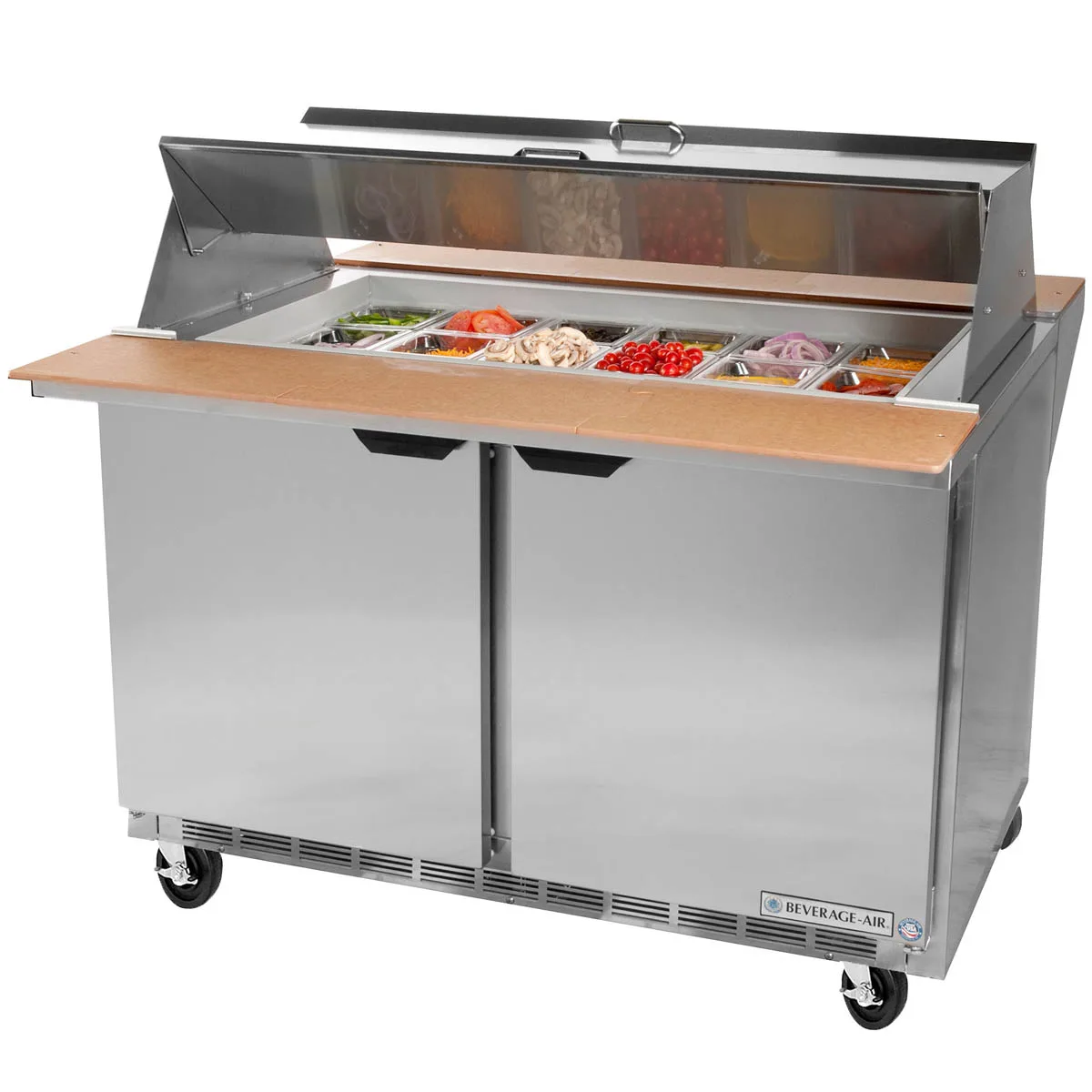 Beverage Air SPE72HC-30M-DS 72" Mega Top Sandwich / Salad Prep Table w/ 3 Doors, 30 Pans, 20 cu. ft.