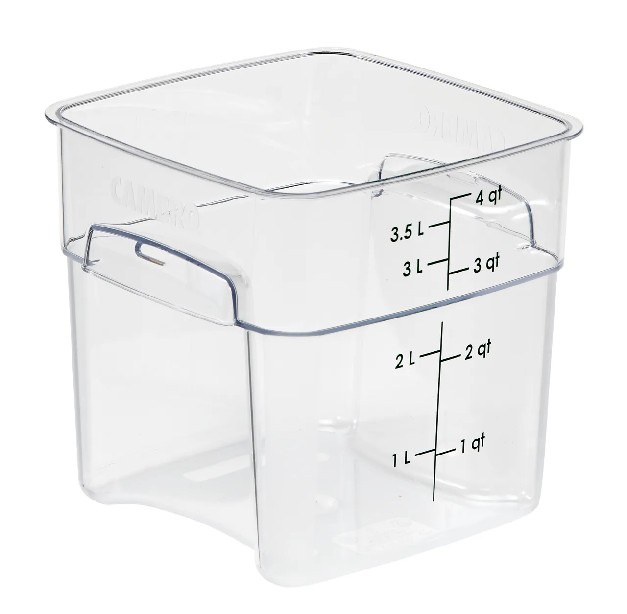 Cambro 4SFSPROCW135 CamSquare FreshPro 4 Qt Container, 7.5" L x 7.5" W x 7.2" H, Clear PC NSF