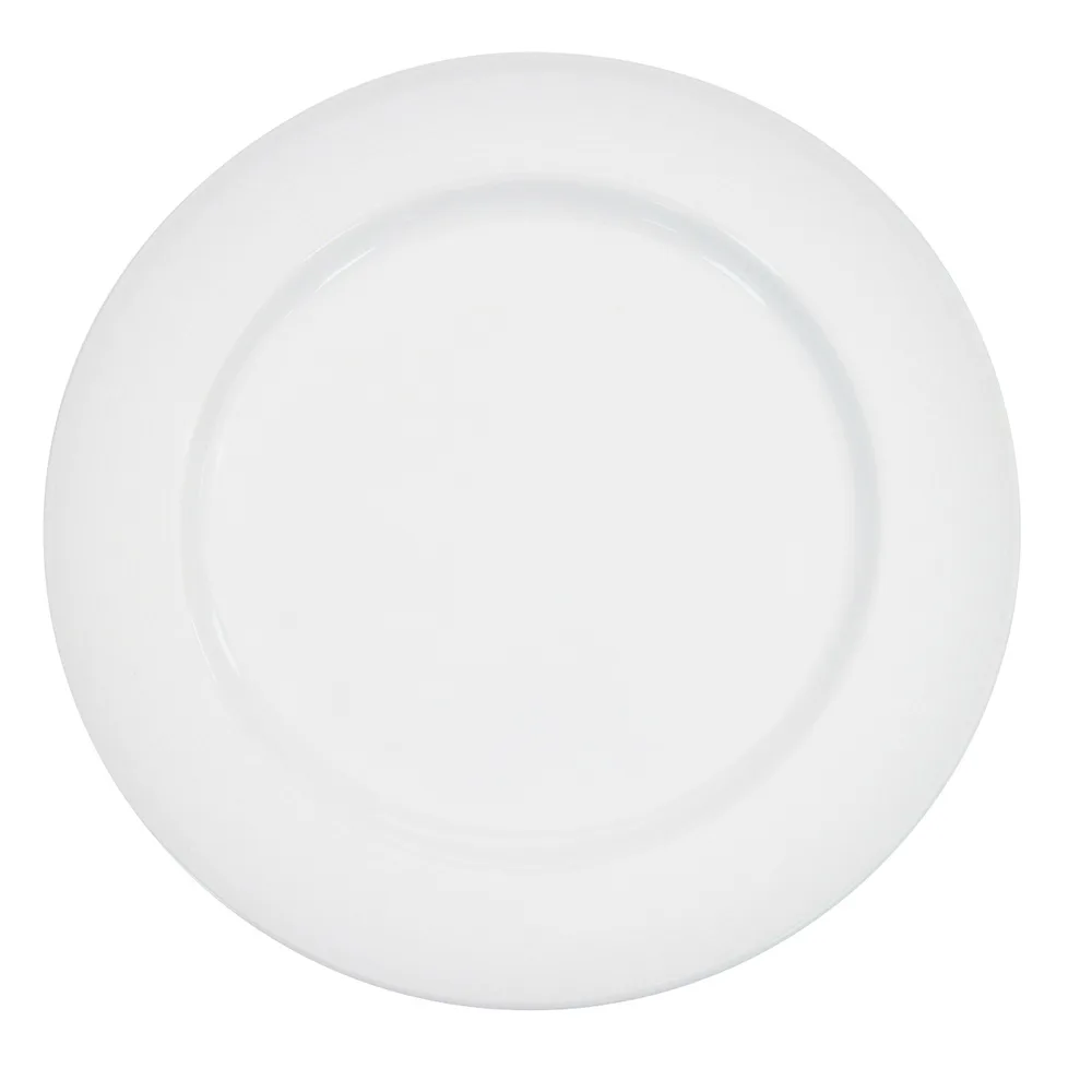CAC China HMY-6 Harmony Plate - 6-1/4" Dia., 1/2" H Round Embossed Rim Porcelain White - Dozen
