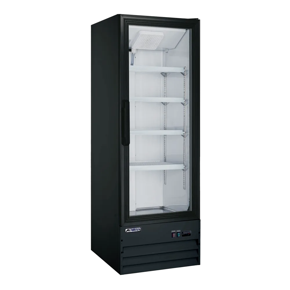 Omcan USA 59133 - 21" One-Section Glass Door Merchandiser Refrigerator, 9 cu.ft., Black, 120V/60Hz