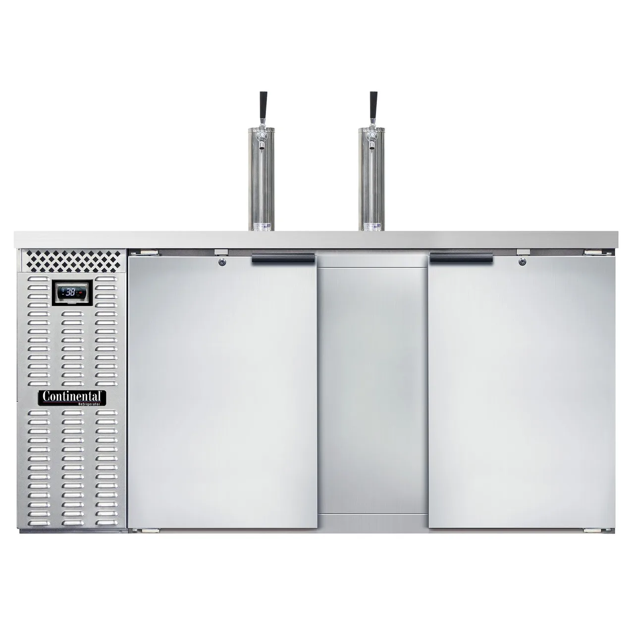 Continental Refrigerator KC69NSS 69" Draft Beer Cooler w/ 3 Kegs, 26.0 cu. ft., 2 Single-Tap Towers