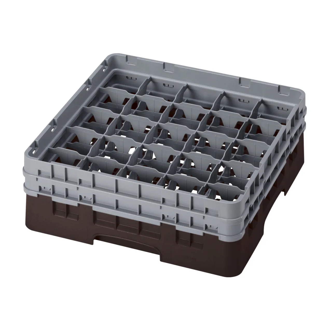 Cambro 25S434167 Camrack Glass Rack, Brown, Full Size, 19-3/4 x 19-3/4, 25 Compartments, 3-7/16 Max Dia, 5-1/4 Max Height