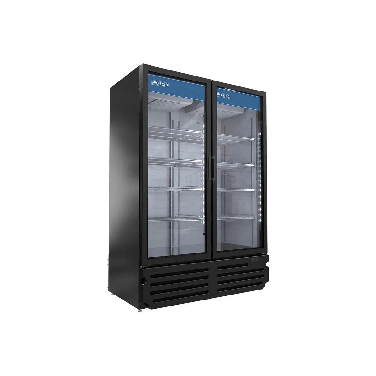 Pro-Kold  VC 49 54" 2-Section Swing Glass Door Merchandiser Refrigerator in Black, 41.6 cu. ft.