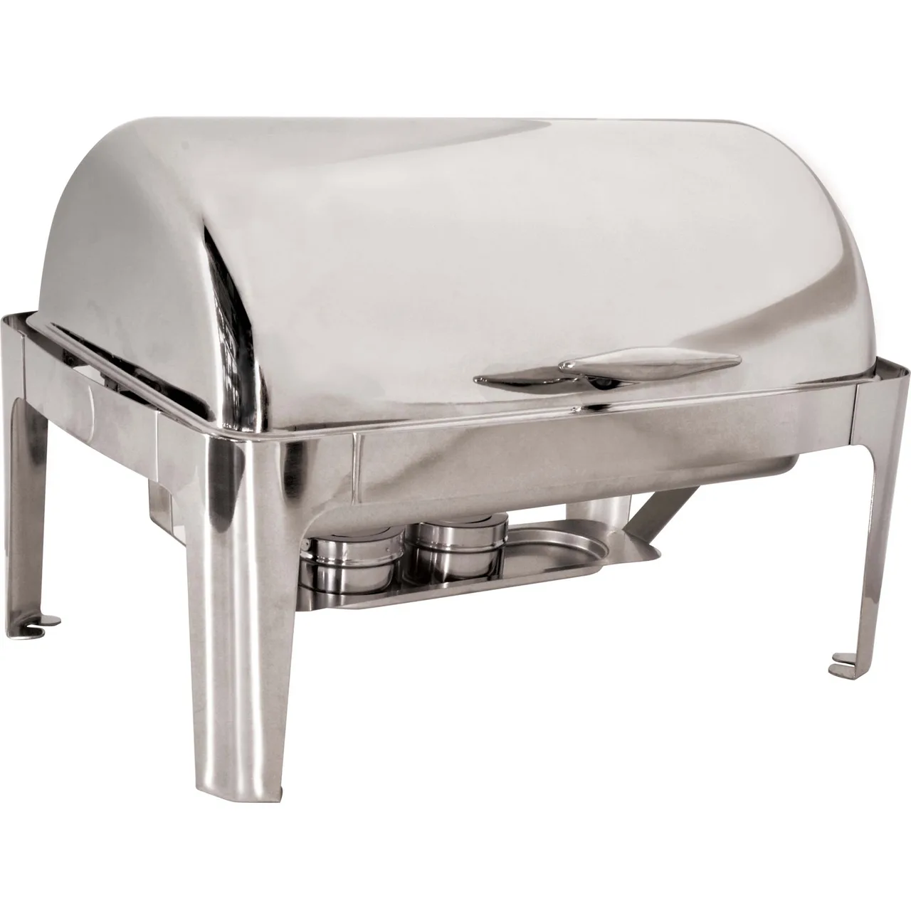 Omcan USA 41821 Chafing Dish, 9-1/2 Qt Rectangular Stainless Steel, Roll‑Top Lid, Steam/Water Pans