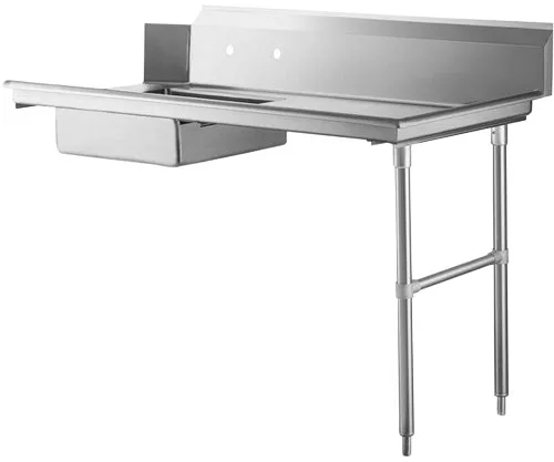 Omcan USA 28487 60" Soiled Stainless Steel Dishtable with Sink, 10" Splash Height / Right Side