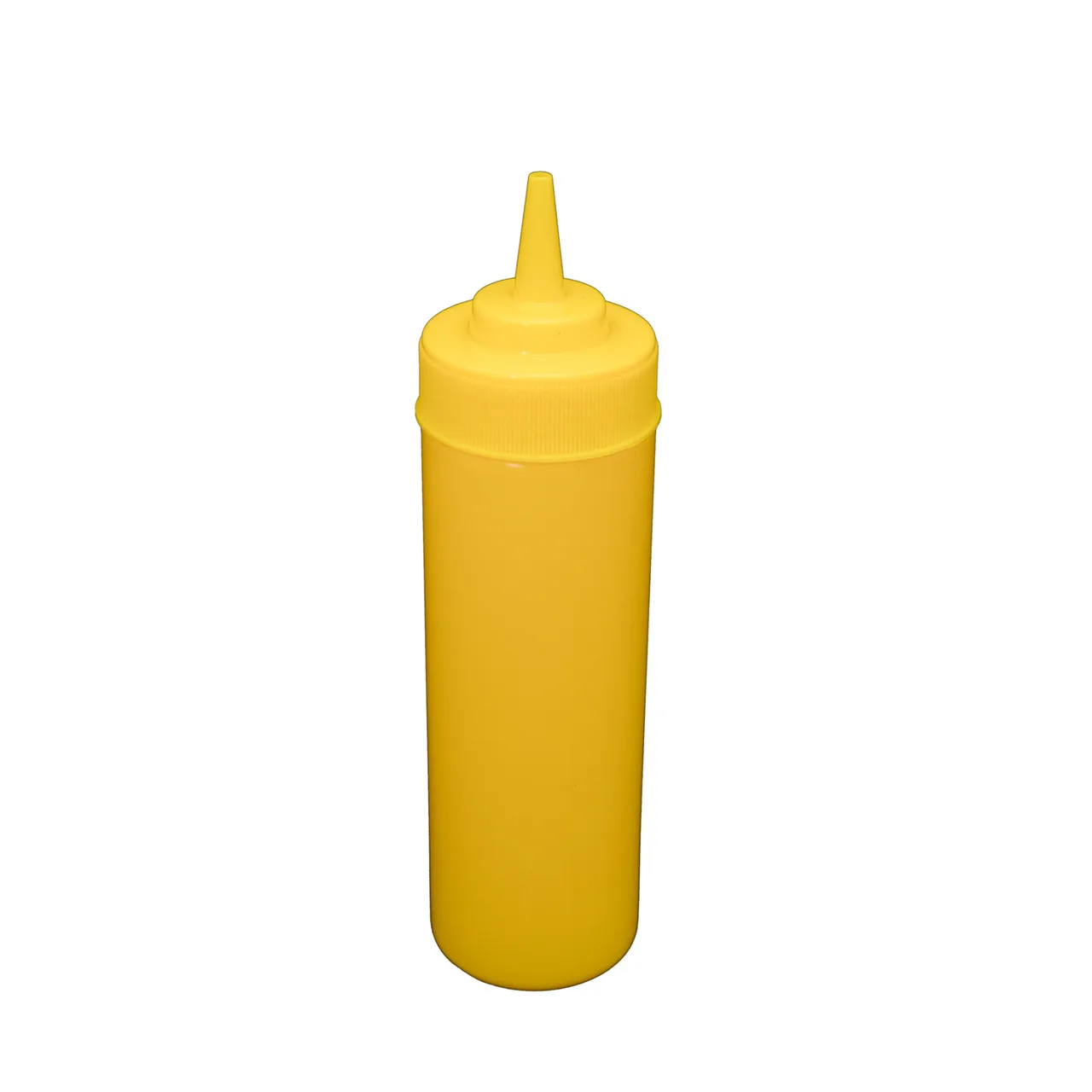 CAC China SQBT-W-12Y Squeeze Bottle, 12 Oz Wide‑Mouth Plastic, Yellow Cap, BPA‑Free – 6/Pack