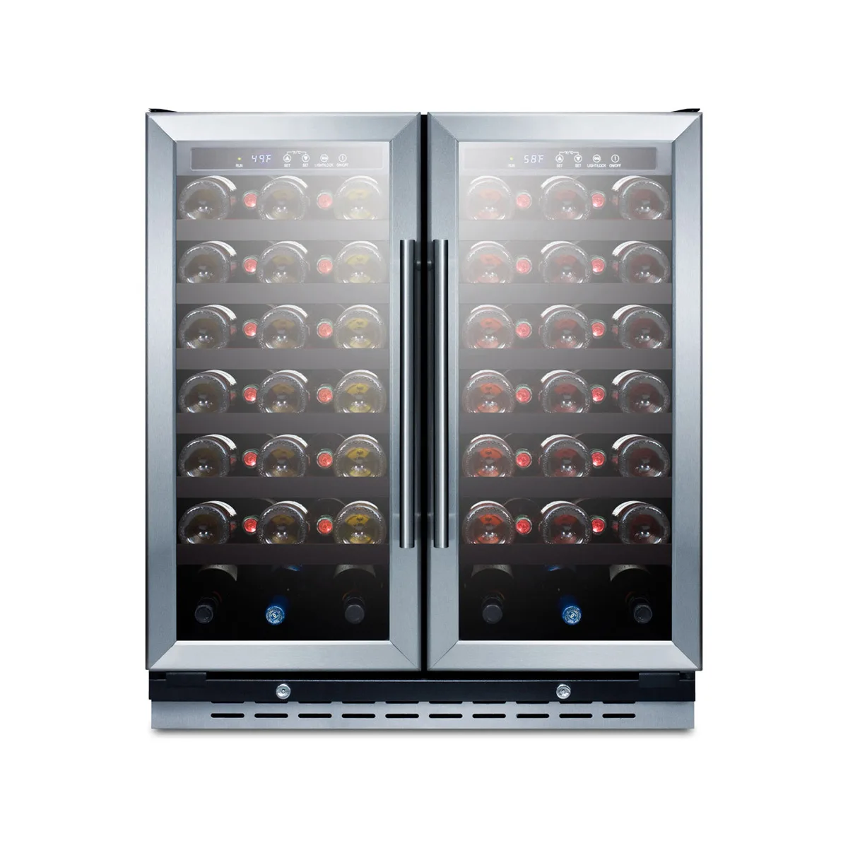 Summit SWC3066B 30" Glass Door Wine Refrigerator, Dual Temperature, 66 Bottles