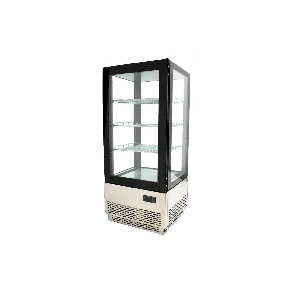 Omcan USA 39551 16" Self Service Countertop Refrigerated Display Case with Hinged Glass Door, 3 Shelves - 2.75 cu. ft. / 180 w
