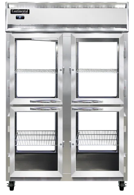 Continental Refrigerator 2RNPTHD-GD-GD 38" 2-Section Pass-Thru Refrigerator, 50 cu. ft., Glass Doors, Top Mounted