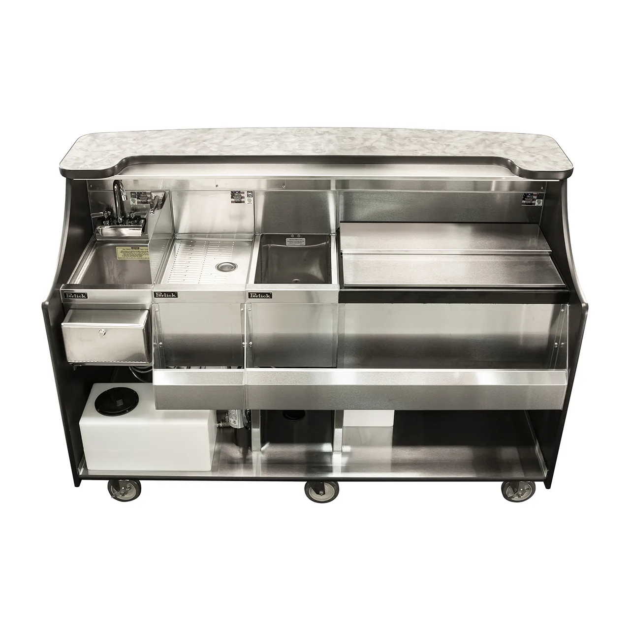 Perlick MOBS-66TS-S 66" Stainless Steel Mobile Bar with Ice Chest and Sink