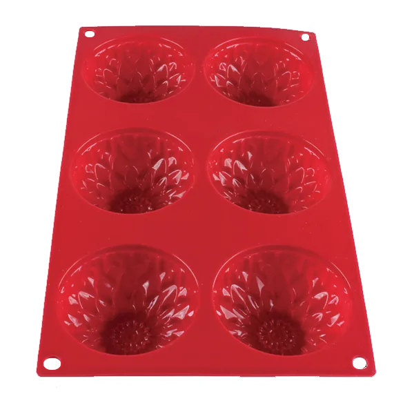 Thunder Group PLBM005S Baking Mold, 3-9/10 Oz. -40° - 550°F Temperature Range (6) Sunflower Cavities
