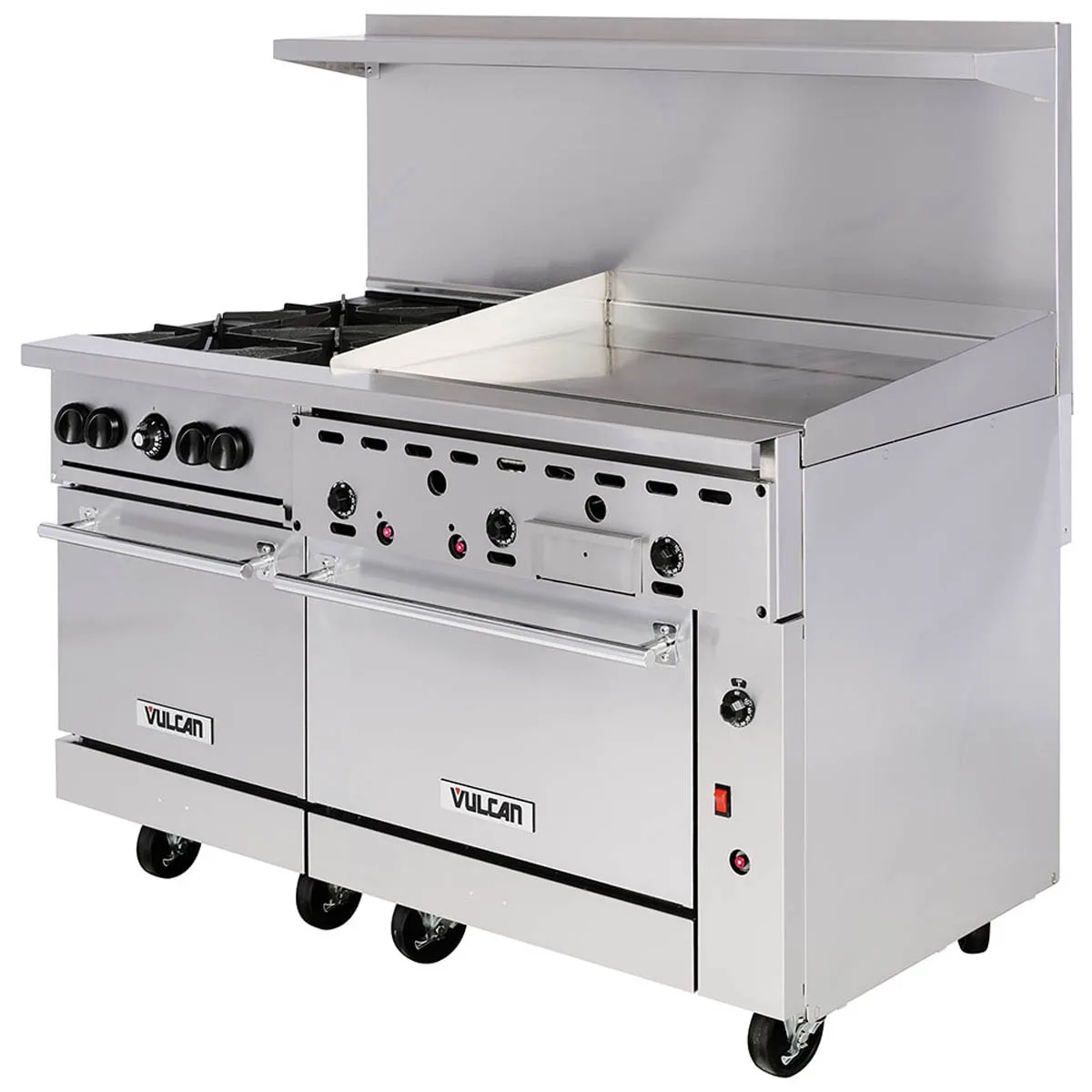 Vulcan 60SS-4B36G 60" Gas Restaurant Range w/ (4) Open Burners, 36" Griddle Right, (2) Standard Ovens, 238.000 BTU