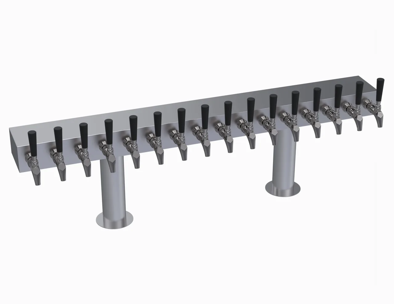 Krowne KDTH-16S T‑Head Draft Beer Tower, 48" Countertop, 2‑Column Stainless Steel, 16 Faucets