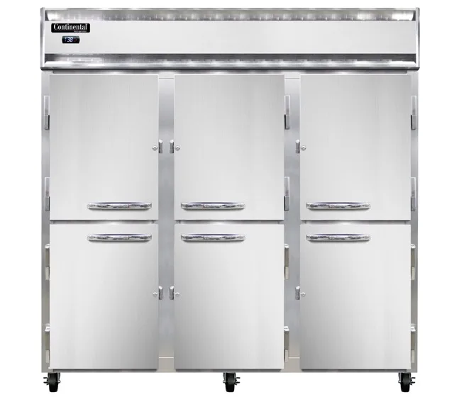 Continental Refrigerator 3RNSAPTHD-SD-GD 72" 3-Section Pass-Thru Refrigerator, 72 cu. ft., Top Mounted