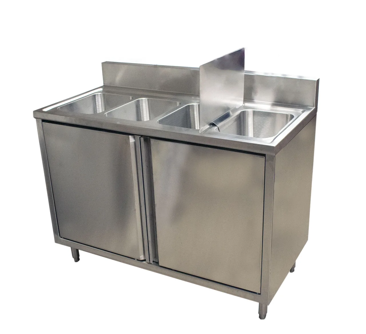 BK Resources CSTR5-4-1014HHS 48" (4) Compartment Sink Cabinet, 10"W x 14"L Bowl Without Drainboard