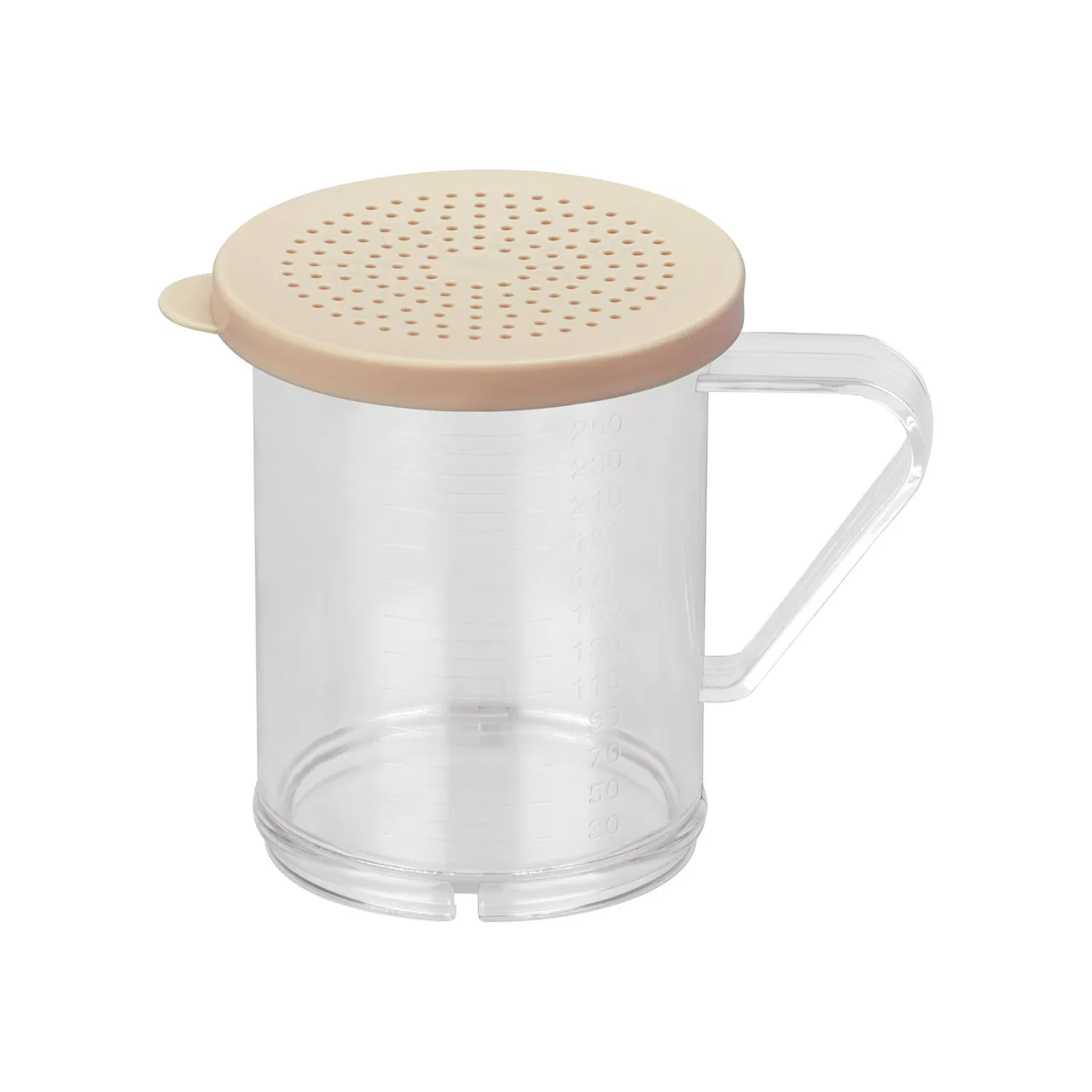 CAC China PDRG-10BG-10 Dredge, 10‑11 oz Aluminum Shaker with Handle, Beige Lid, 1mm Finish - Set