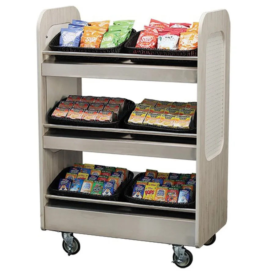 Lakeside 688 3-Shelf Merchandising Cart w/ Stainless Steel Adapter Bars - 41" x 23-3/4" x 59-1/2"