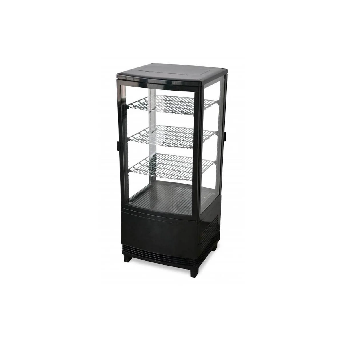 Omcan USA 25827 16" Self Service Countertop Refrigerated Display Case with Hinged Glass Door, 3 Shelves - 3 cu. ft. / 190 w