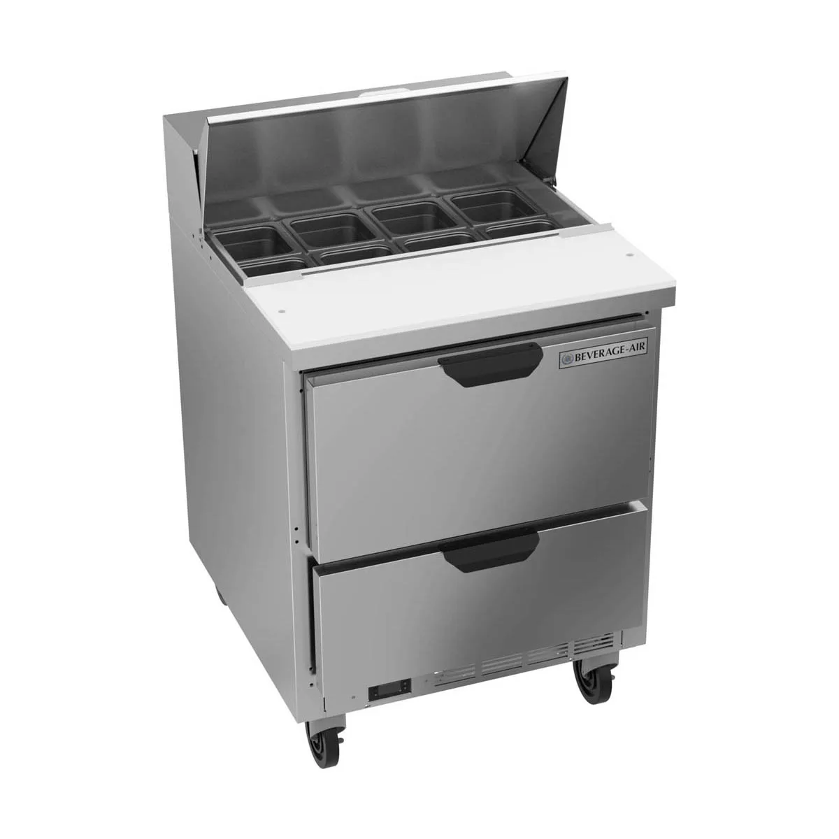 Beverage Air SPED27HC-B 27"One Section Sandwich/Salad Prep Table w/ 2 Drawers, 8 pans, 6.9 cu. ft.