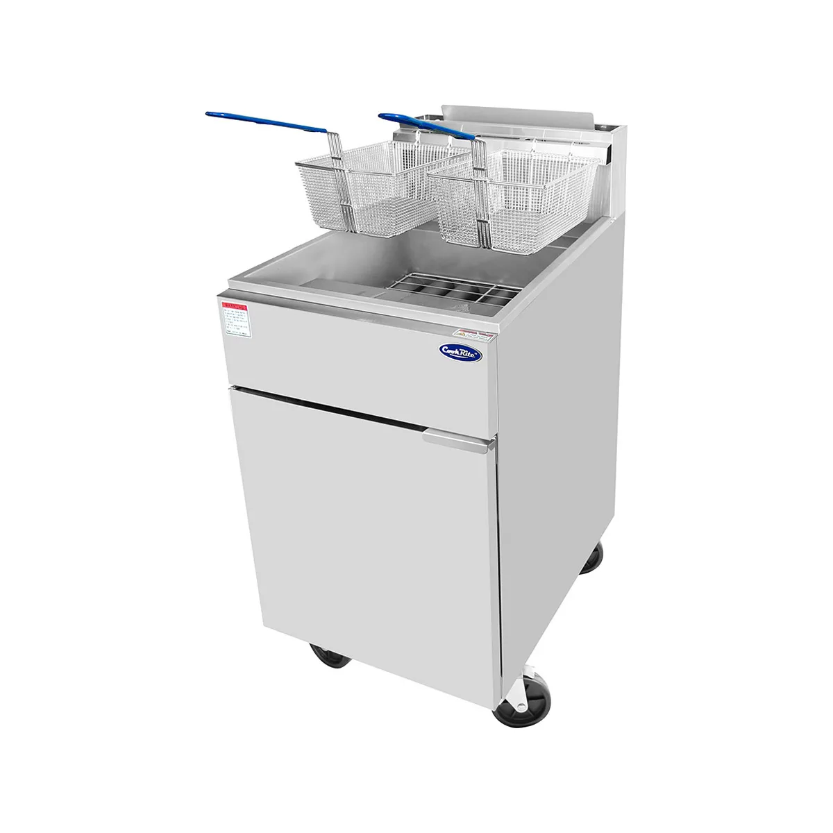 Atosa USA ATFS-75-NG 21" Floor Model Full Pot Natural Gas Fryer, 75 Lbs, (5) Burners, 170.000 BTU 