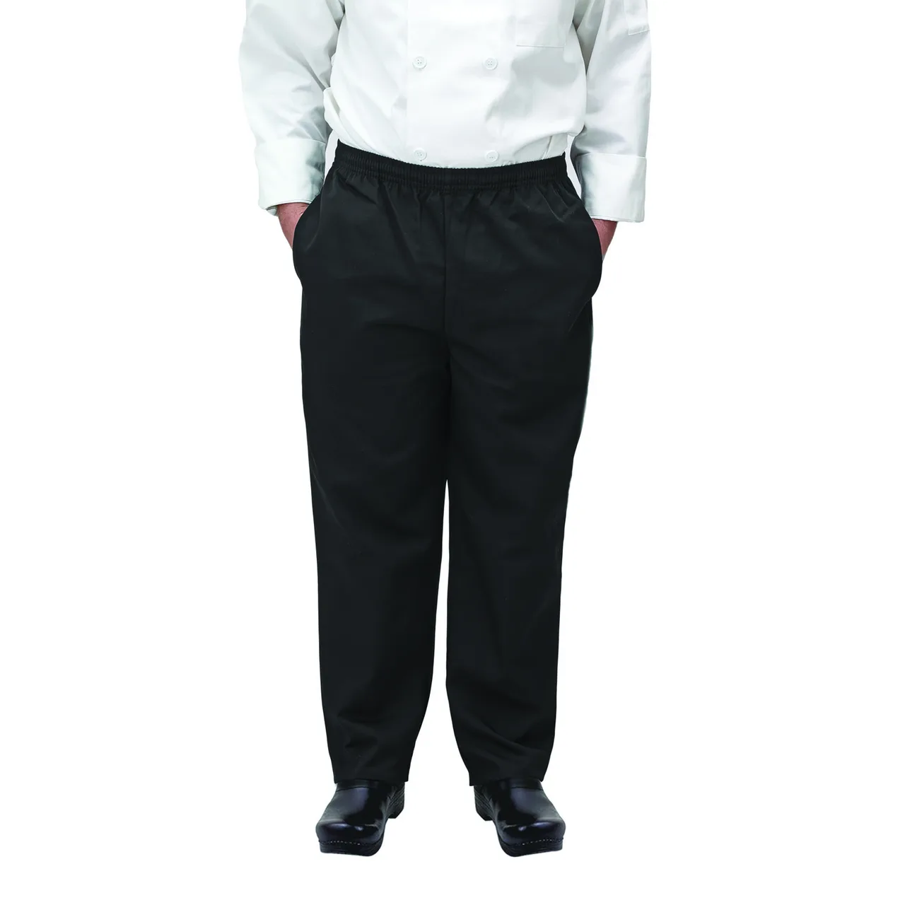Winco UNF-2KL Newbury Chef Pants, Relaxed Fit, Elastic Waistband With Drawstring (2) Side-Seam Pockets
