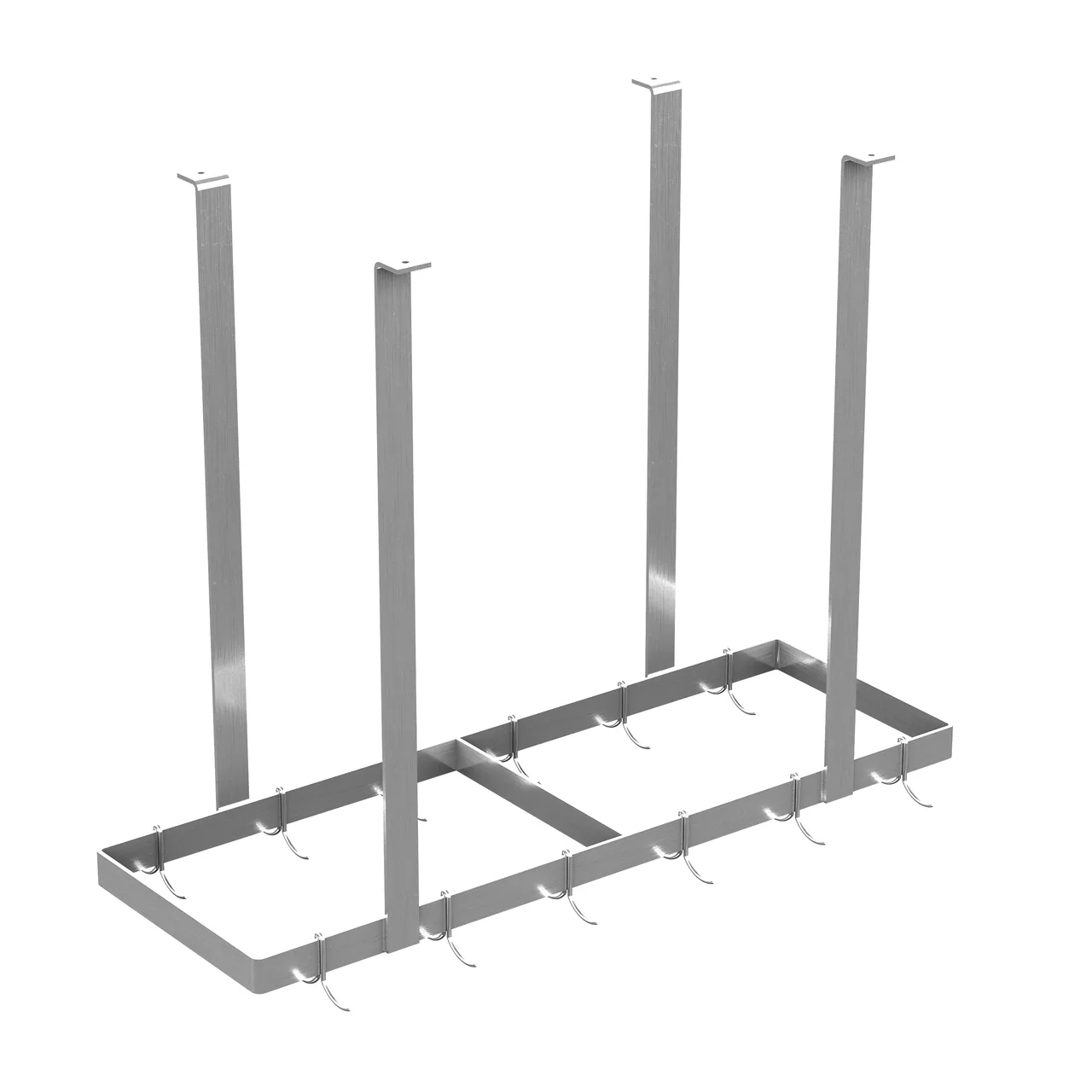 Winholt SSCMPR-8416 84"W Stainless Steel Ceiling Mount Pot Rack w/ (18) Hooks