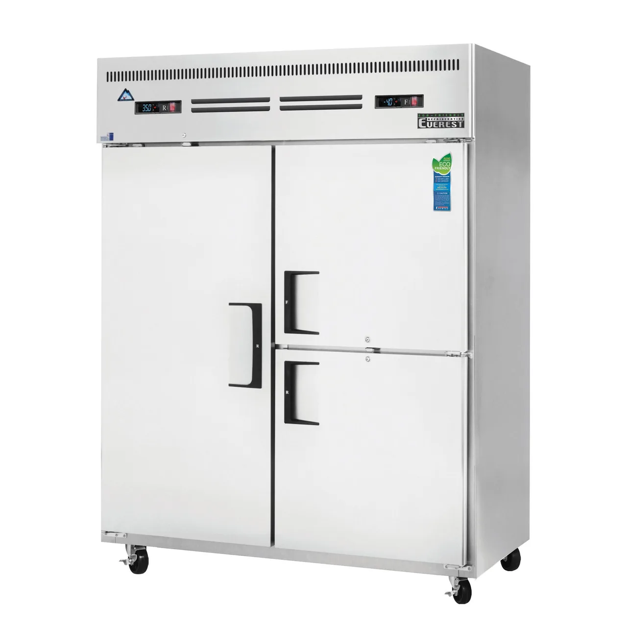 Everest ESWQ3 59" 2-Section Reach-In Refrigerator Freezer Combo, 1 Full /2 Half Solid Doors, 39 (R) & 13 (F) cu. ft.