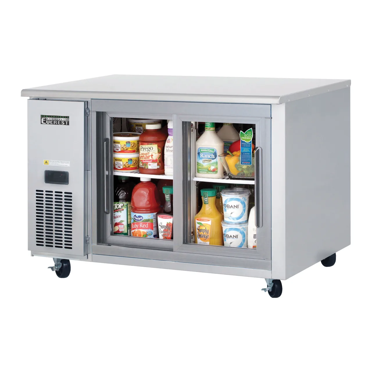 Everest ETGSR2 47" Two Section Undercounter Refrigerator w/ 2 Sliding Glass Doors, 13 cu. ft.