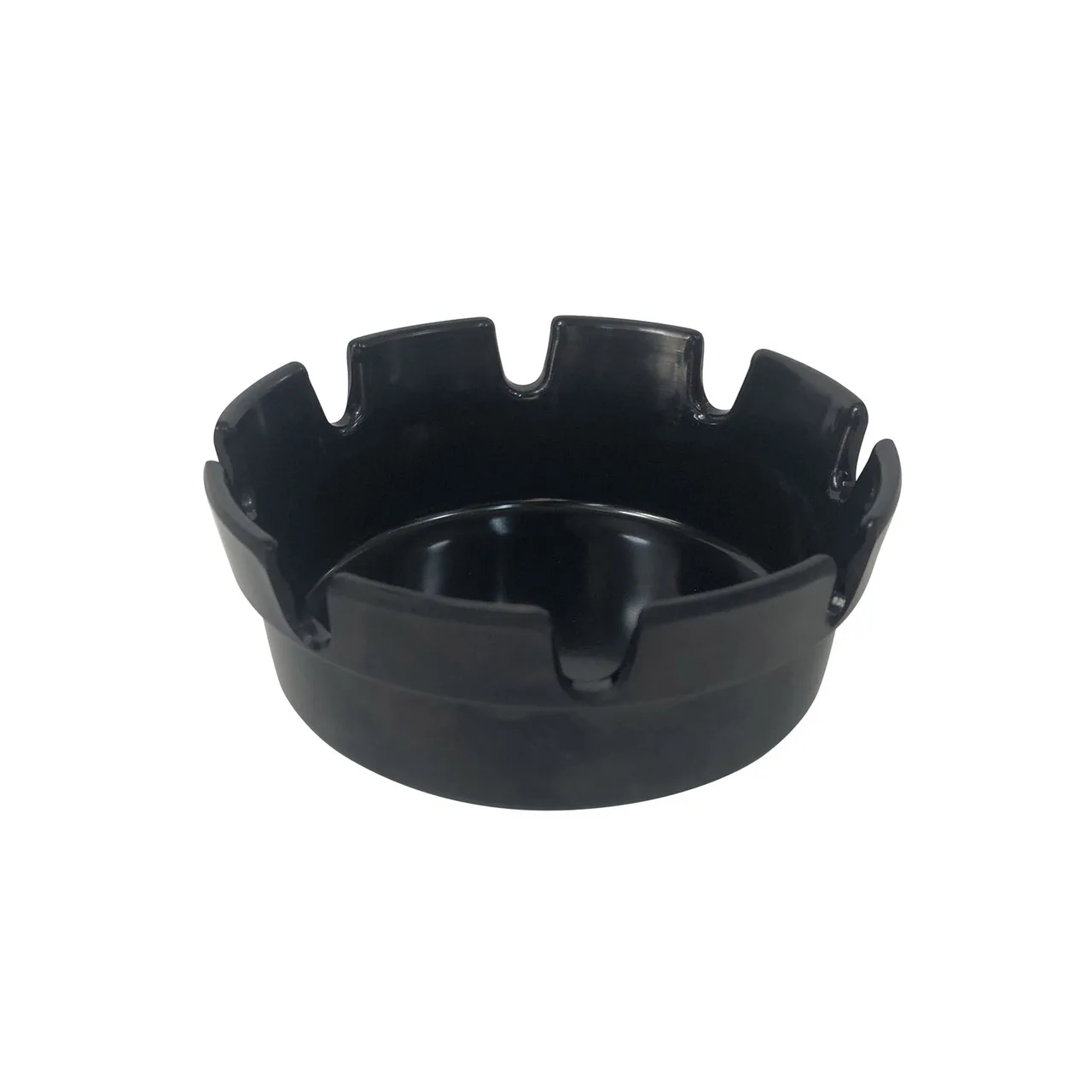 CAC China PAST-4K - Round Ashtray, 4" Dia x 1-3/4" H, Black Melamine, Break Heat Resistant - 1 Dozen