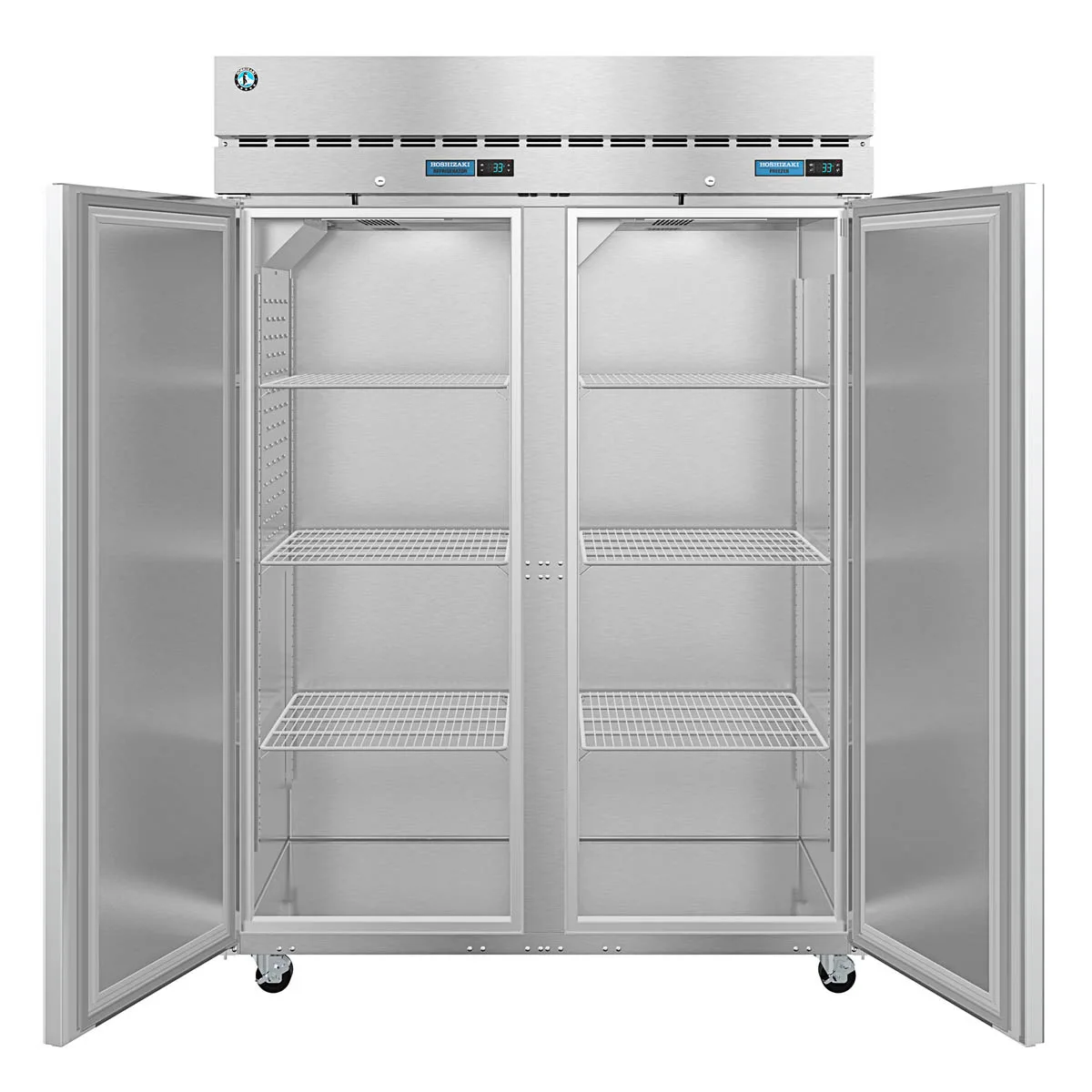 Hoshizaki DT2A-FS 55" 2-Section Reach-In Refrigerator Freezer Combo w/ 2 Solid Doors, Steelheart Series