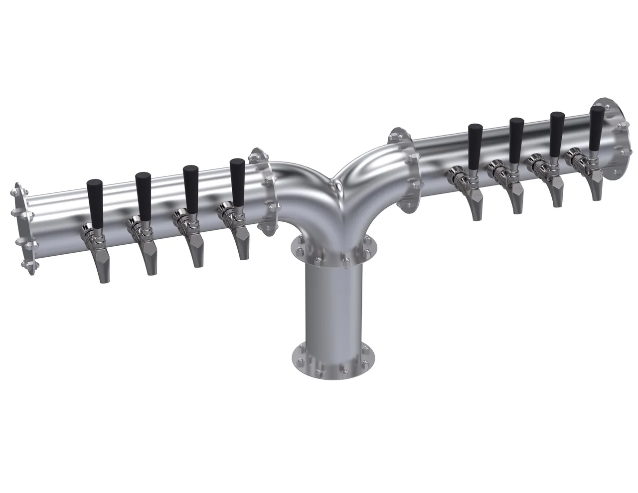 Krowne KPY-8S Countertop Draft Beer Y‑Tower, 42" Stainless Steel Glycol‑Cooled 8‑Faucet (7‑12 Tap)