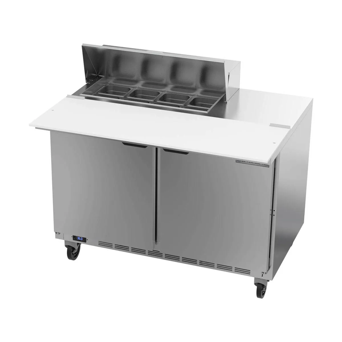 Beverage Air SPE48HC-08C 48" Two Section Sandwich/Salad Prep Table w/ 2 Doors, 8 pans, 13 cu. ft.