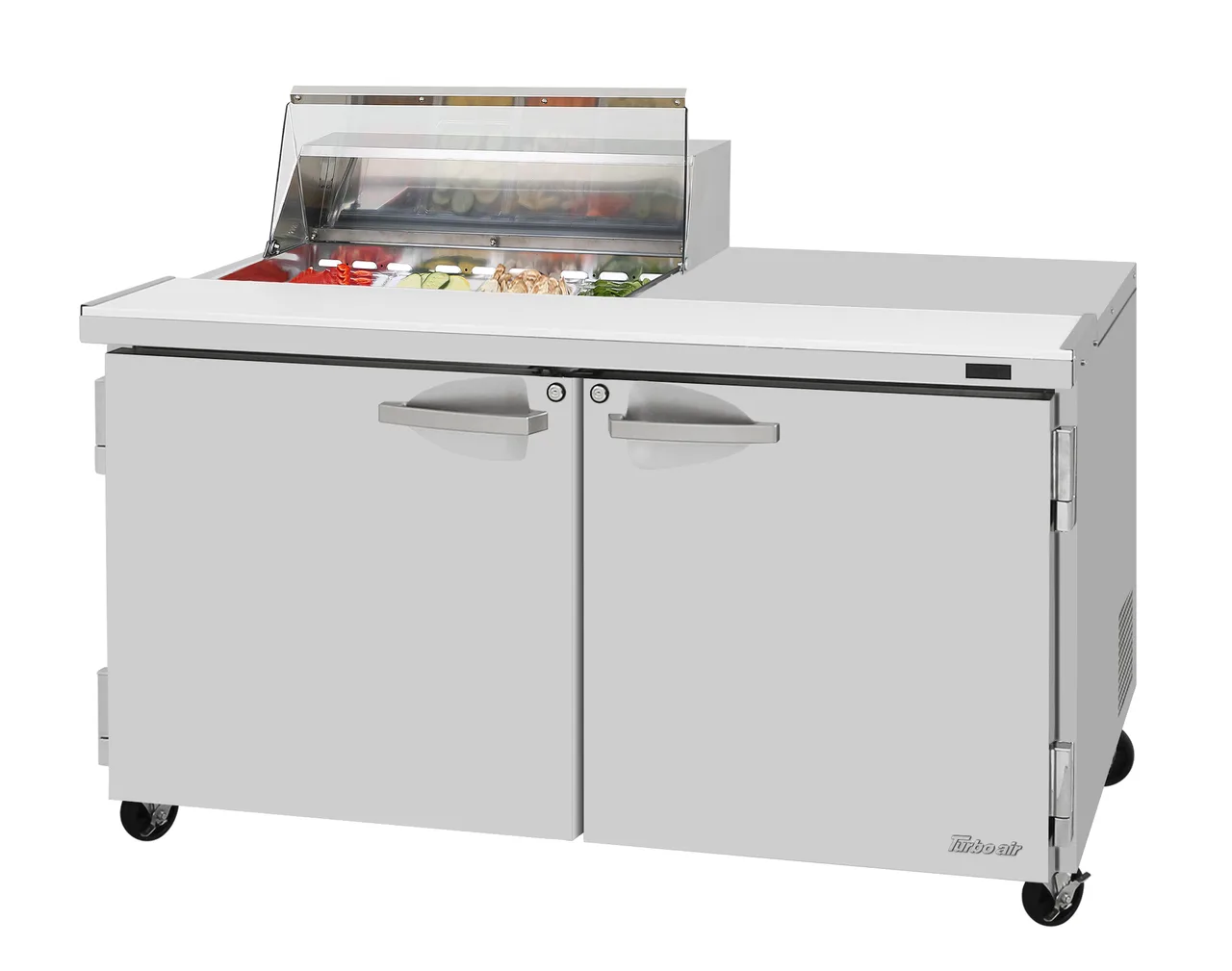 Turbo Air PST-60-08S-N-CL 60" 2-Door Sandwich and Salad Prep Table, 8 Pans, Stainless Steel