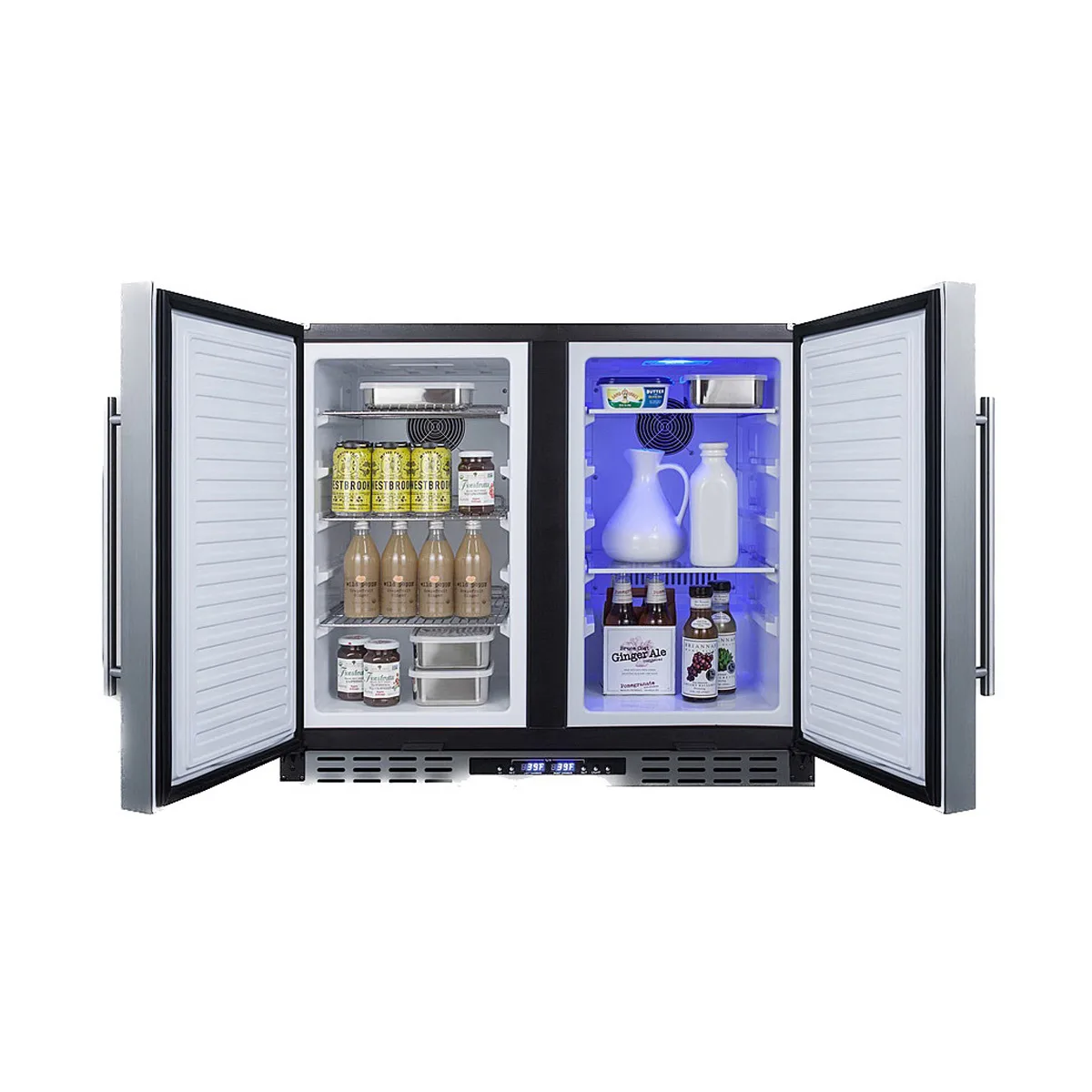 Summit FFRF36ADA 36" Built-in or Freestanding Refrigerator Freezer in Black, Stainless Steel Doors, ADA Compliant, 5.8 cu. ft.