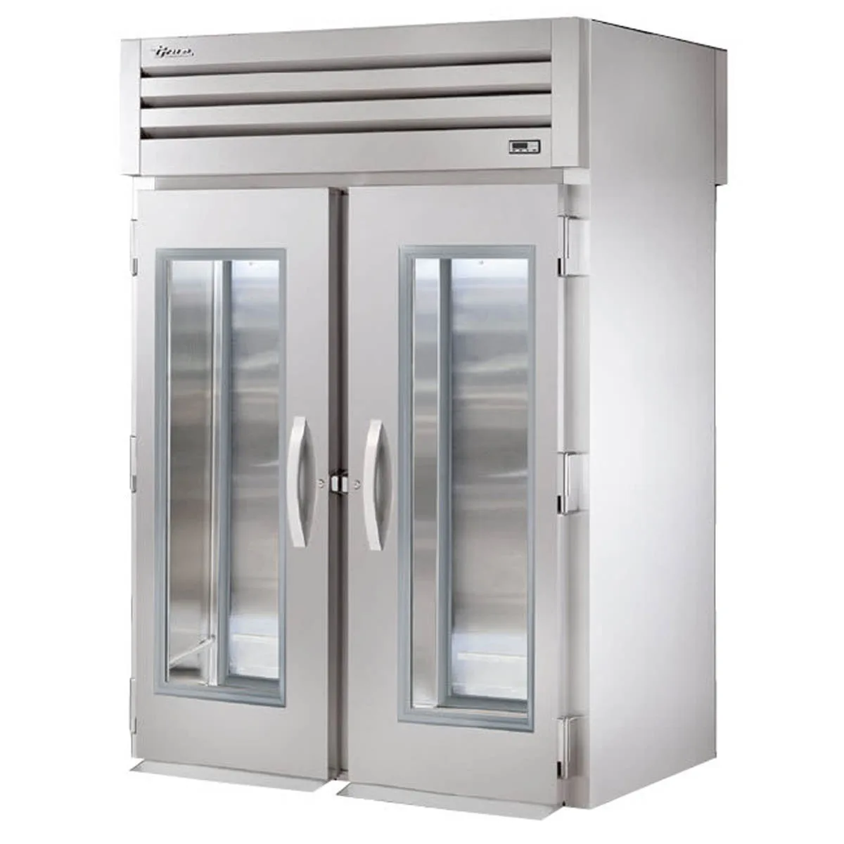 True STG2RRT-2G-2S-HC 68" 2-Section Roll-Thru Refrigerator w/ Front 2 Glass & Rear 2 Solid Doors, Stainless Steel Front-Aluminum Sides