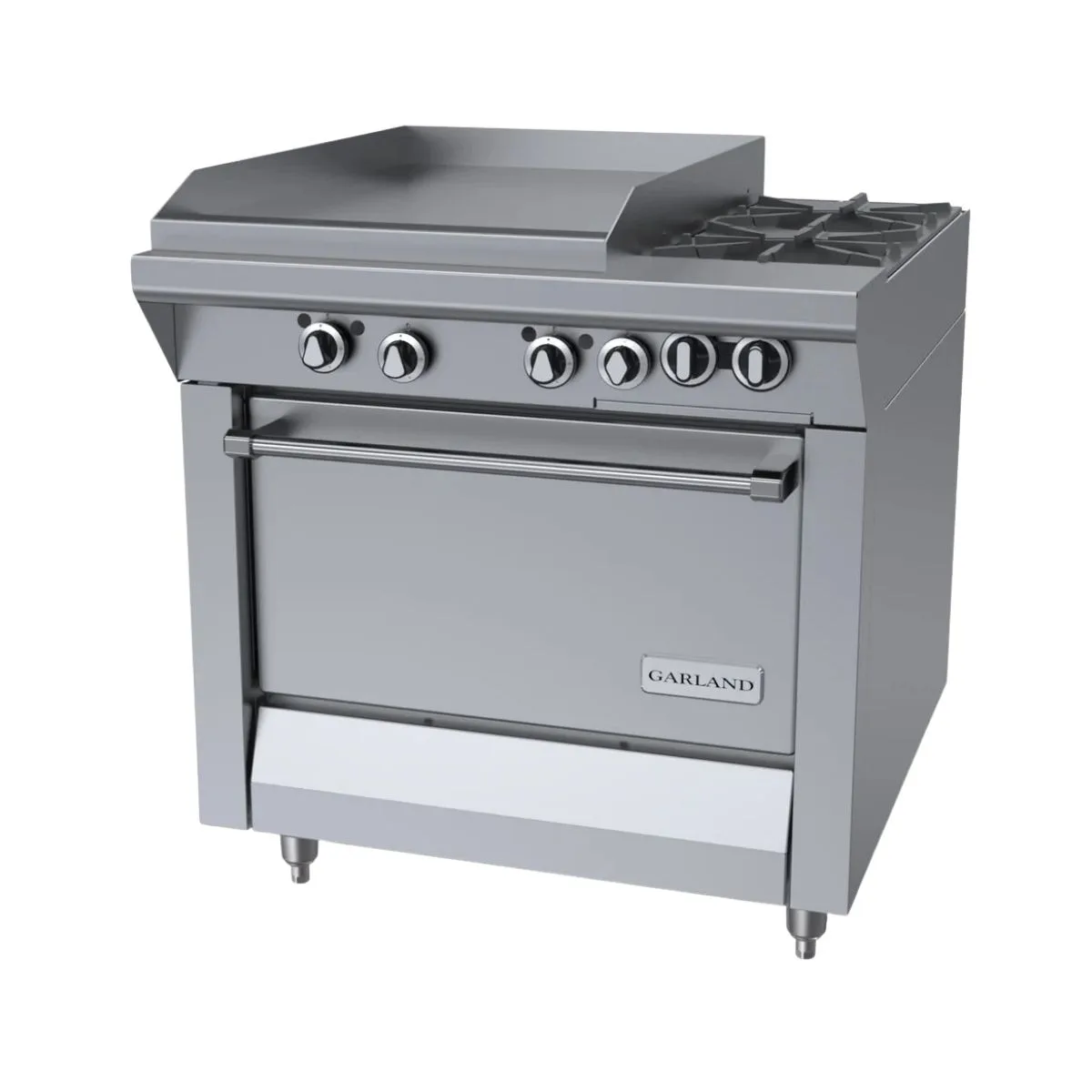 Garland US Range M48-23R 34" Gas Heavy Duty Range w/ (2) Open Burners, 23" Griddle Left w/ Thermostatic Controls, (1) Standard Oven, 154.000 BTU