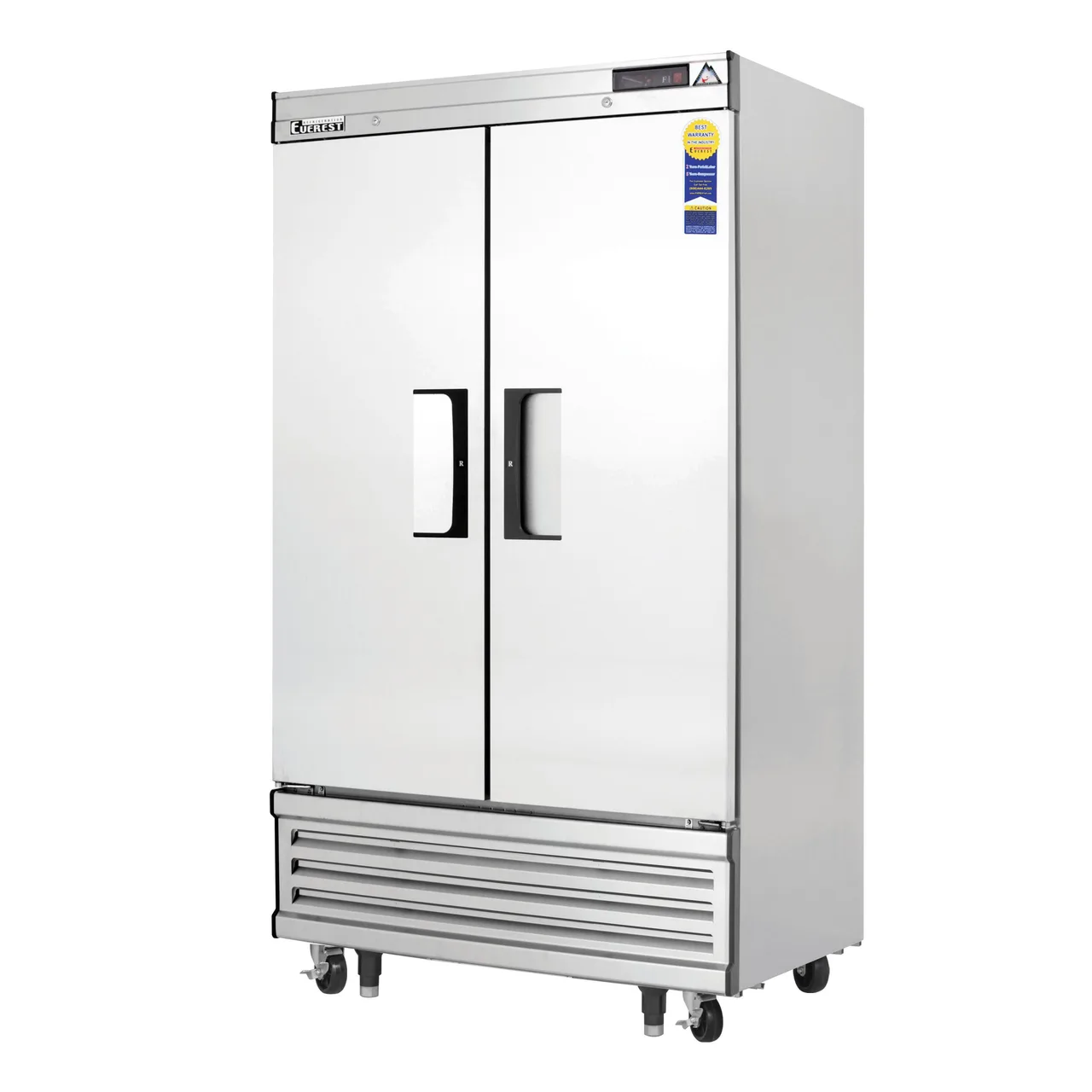 Everest Refrigeration EBNF2 39-3/8" 2-Solid Door Reach-In Freezer, Bottom Mount, 33 cu. ft., Stainless Steel