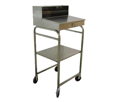 Omcan USA 13511 Mobile Receiving Desk, Sloped Top, Stainless Steel, Locking Storage, 5" Casters