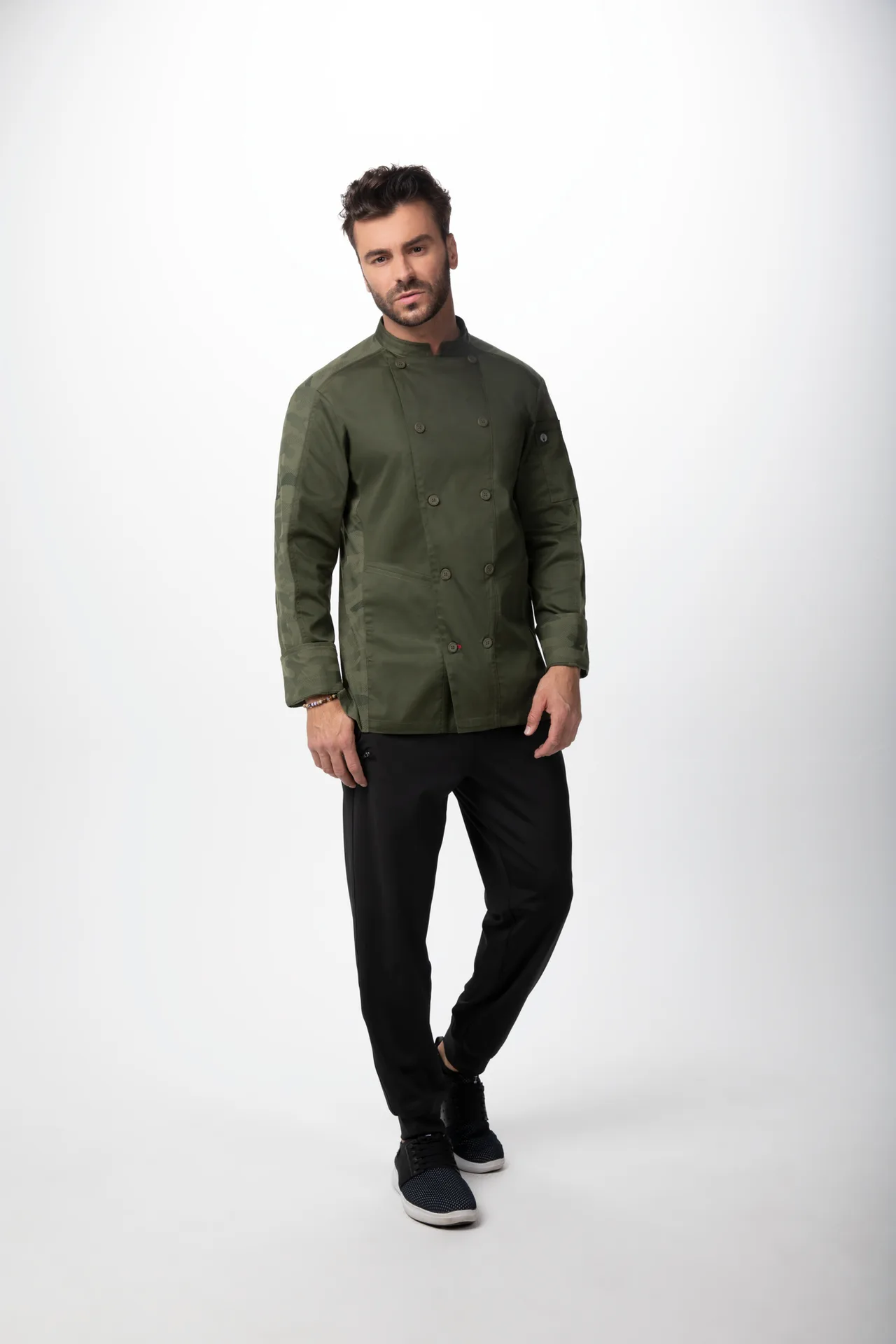 Chef Works CBN01-OLI-4XL Mojave Chef Coat, Olive, 4XL, 62% Polyester, 38% Cotton, Double Breasted - 1/Case