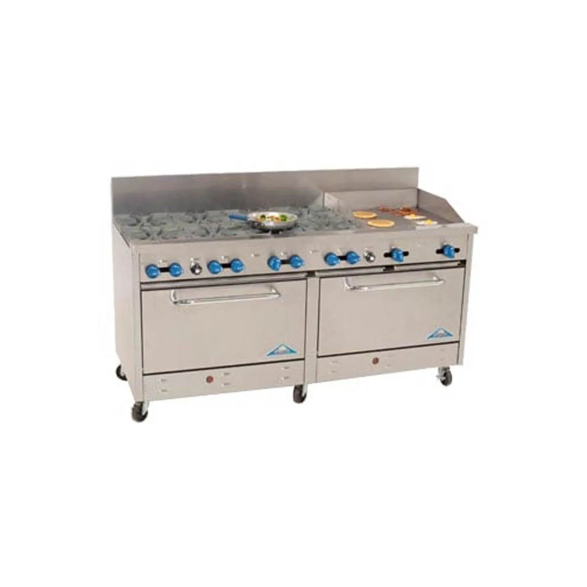 Comstock-Castle F3226-12 60" Gas Restaurant Range w/ (8) Open Burners, 12" Griddle, (2) Standard Ovens, 300.000 BTU
