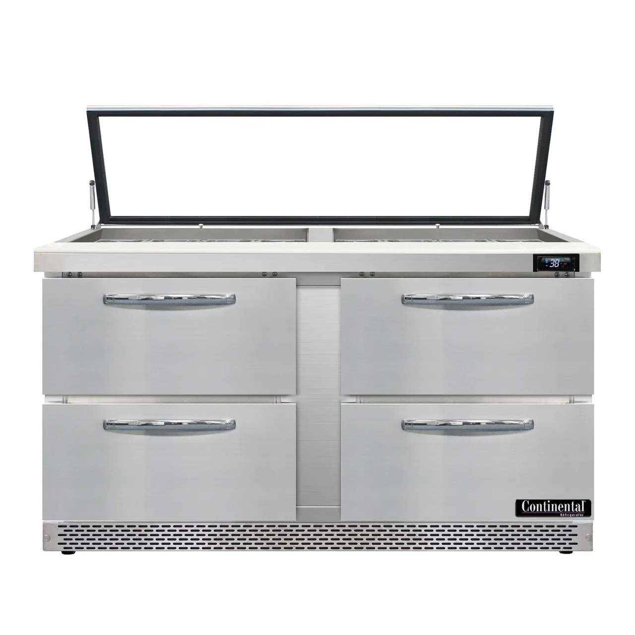 Continental Refrigerator SW60N24M-HGL-FB-D 60" Mega Top Sandwich Prep Table w/ 4 Drawers, 24 pans