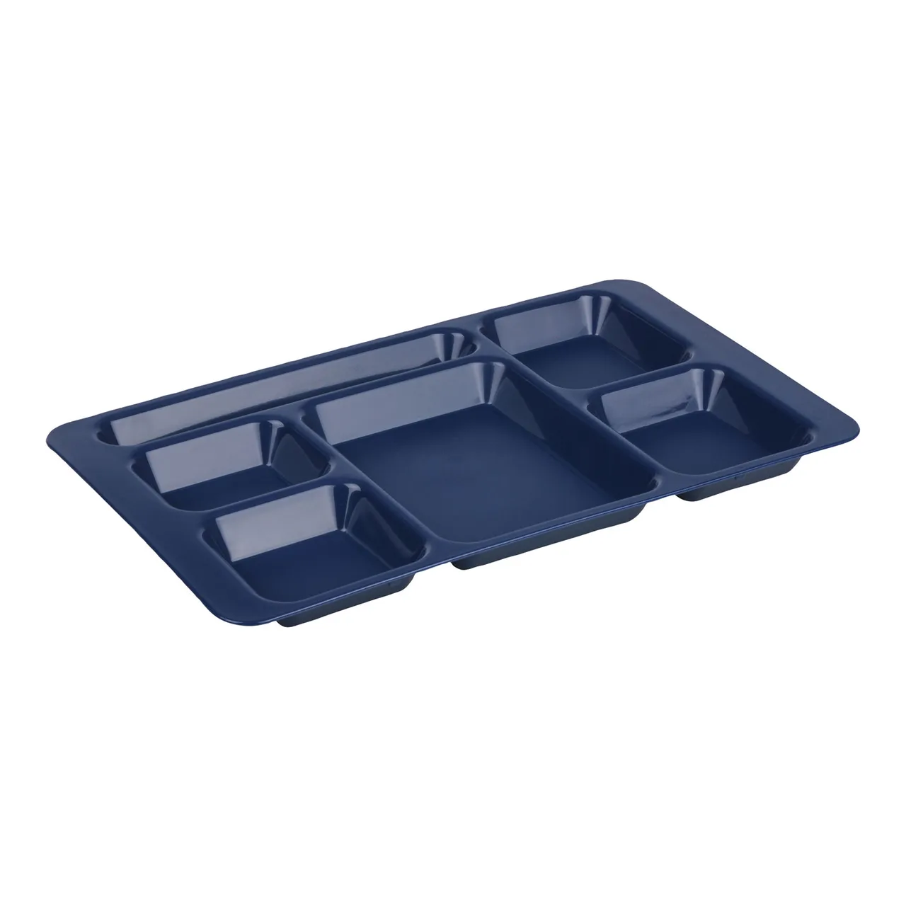 Cambro 1596CP186 2 x 2 Tray, 6-Compartment Rectangular, 9" x 15" Navy Blue CoPolymer