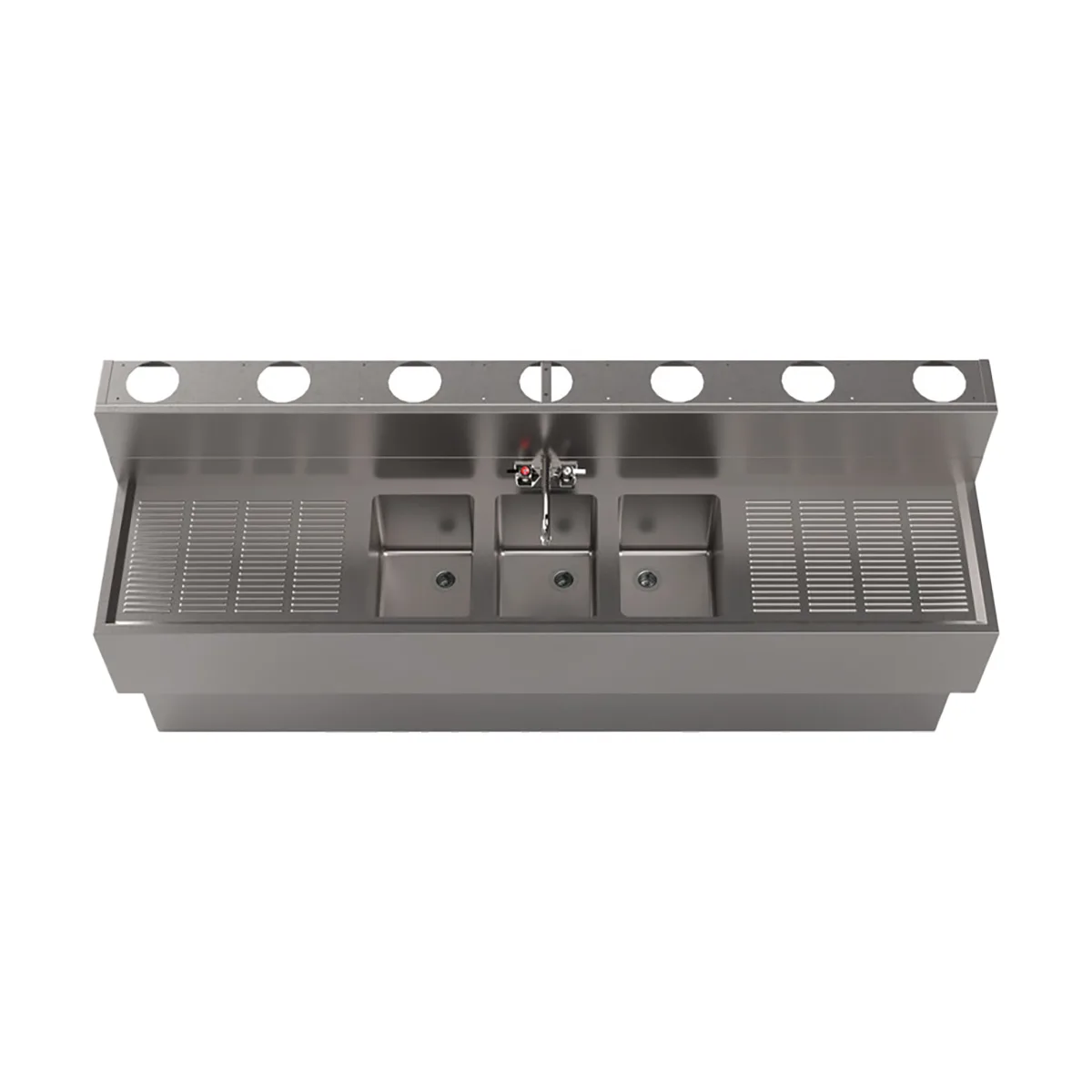 BK Resources UBDW-18-384TS Underbar Sink Units, 3 Compartment with 2 Drainboards
